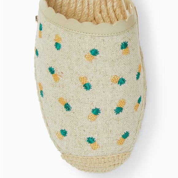 ♠️kate spade Rosie Pineapple Embroidered Canvas Flat Mules Slide NIB - Picture 6 of 8